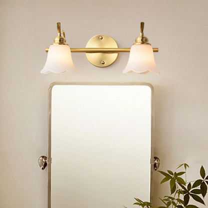 Vivolux | Traditionele Uitlopende Wandlamp 2/3 Lichten Witte Glazen Muur Gemonteerde Vanity Licht in Goud voor Badkamer
