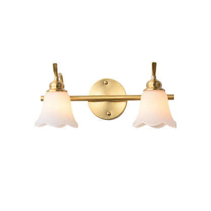 Vivolux | Traditionele Uitlopende Wandlamp 2/3 Lichten Witte Glazen Muur Gemonteerde Vanity Licht in Goud voor Badkamer