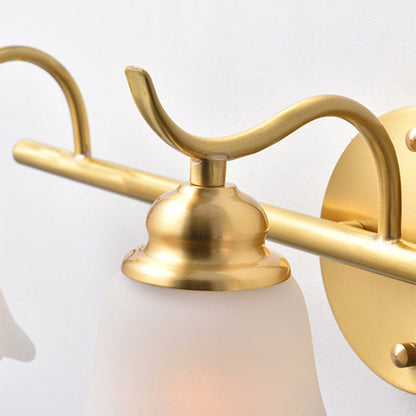 Vivolux | Traditionele Uitlopende Wandlamp 2/3 Lichten Witte Glazen Muur Gemonteerde Vanity Licht in Goud voor Badkamer