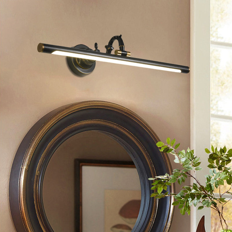 Vivolux | Draaibare Lineaire Make-up Spiegel Licht Metaal Vintage Wandmontage Verlichting in Antiek Koper/Zwart, 14"/18"/23" W