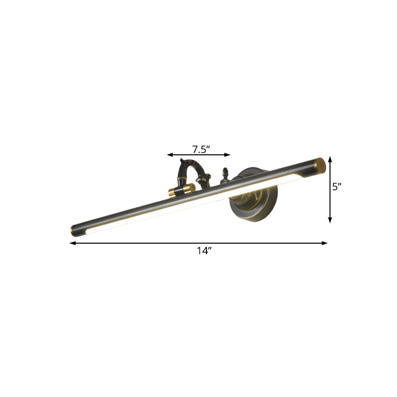 Vivolux | Draaibare Lineaire Make-up Spiegel Licht Metaal Vintage Wandmontage Verlichting in Antiek Koper/Zwart, 14"/18"/23" W