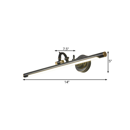 Vivolux | Draaibare Lineaire Make-up Spiegel Licht Metaal Vintage Wandmontage Verlichting in Antiek Koper/Zwart, 14"/18"/23" W