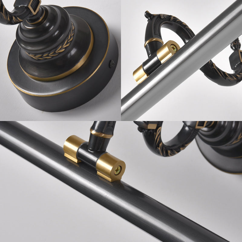 Vivolux | Draaibare Lineaire Make-up Spiegel Licht Metaal Vintage Wandmontage Verlichting in Antiek Koper/Zwart, 14"/18"/23" W