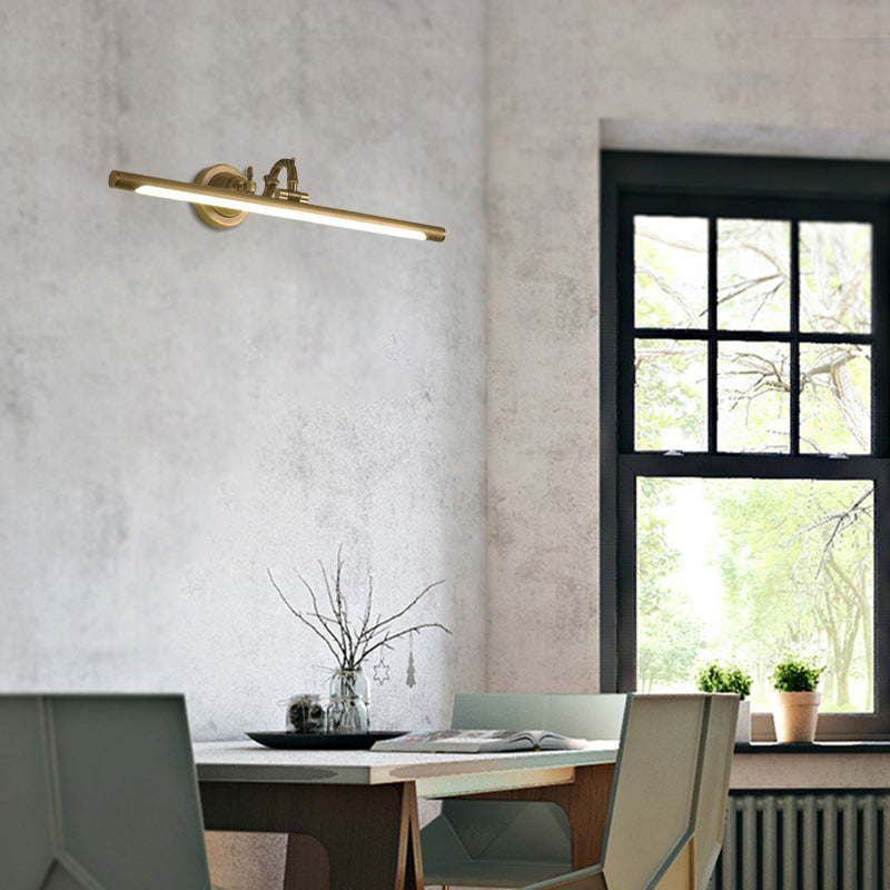 Vivolux | Draaibare Lineaire Make-up Spiegel Licht Metaal Vintage Wandmontage Verlichting in Antiek Koper/Zwart, 14"/18"/23" W