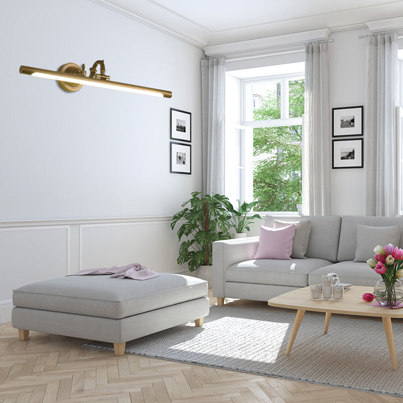 Vivolux | Draaibare Lineaire Make-up Spiegel Licht Metaal Vintage Wandmontage Verlichting in Antiek Koper/Zwart, 14"/18"/23" W