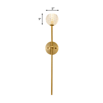 Vivolux | 1-Licht Wandlamp Simpel Globe/Kegel Duidelijk Raster Glas Wandlamp met Schone Lijn Arm in Goud voor Gang