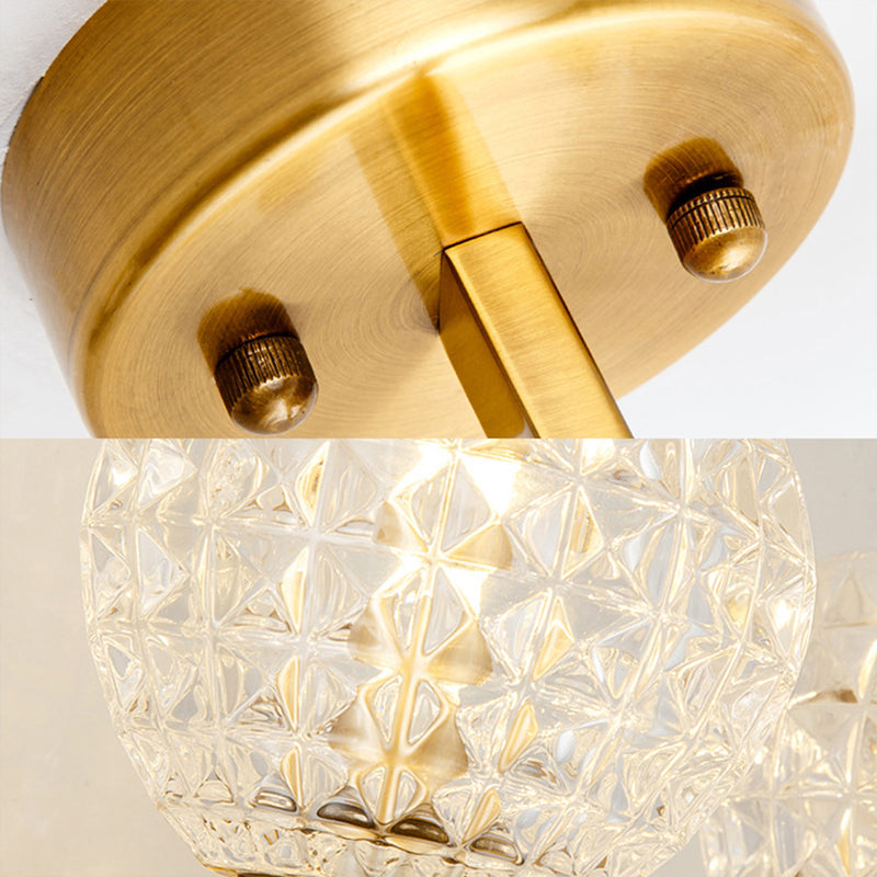 Vivolux | 1-Licht Wandlamp Simpel Globe/Kegel Duidelijk Raster Glas Wandlamp met Schone Lijn Arm in Goud voor Gang
