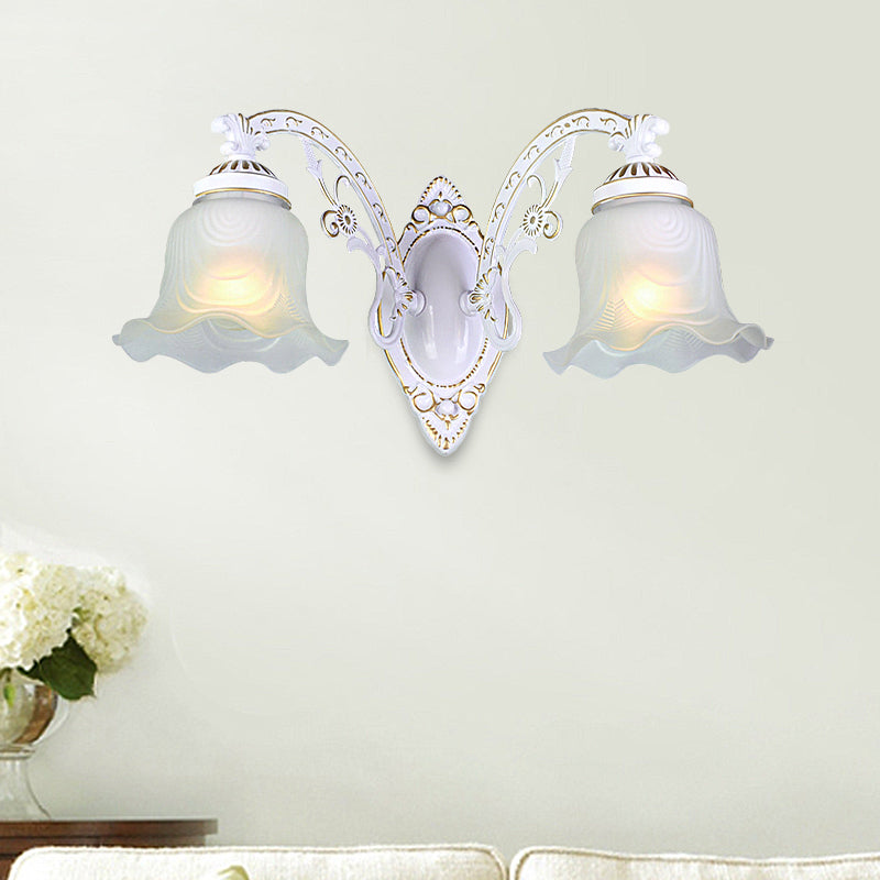 Vivolux | Schwarz/Weiße Blüte Wand Sconce Beleuchtung Traditionelle Metall 1/2-Licht Wohnzimmer Sconce Licht mit Mattglas-Schirm