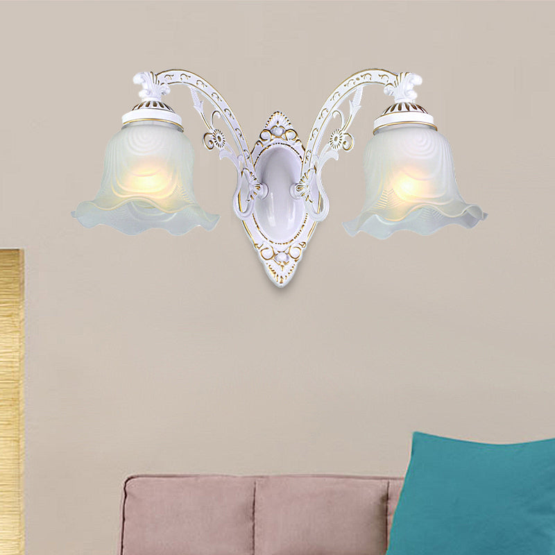 Vivolux | Schwarz/Weiße Blüte Wand Sconce Beleuchtung Traditionelle Metall 1/2-Licht Wohnzimmer Sconce Licht mit Mattglas-Schirm