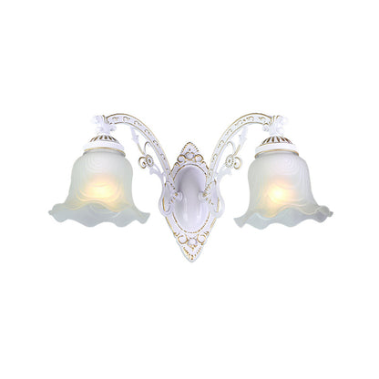 Vivolux | Schwarz/Weiße Blüte Wand Sconce Beleuchtung Traditionelle Metall 1/2-Licht Wohnzimmer Sconce Licht mit Mattglas-Schirm