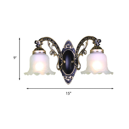 Vivolux | Schwarz/Weiße Blüte Wand Sconce Beleuchtung Traditionelle Metall 1/2-Licht Wohnzimmer Sconce Licht mit Mattglas-Schirm