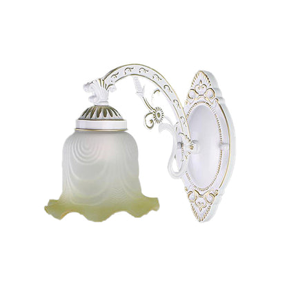 Vivolux | Schwarz/Weiß scalloped Wandleuchte Retro frosted Glas Schirm 1/2-Licht Esszimmer Wandlampe mit gebogenem Arm
