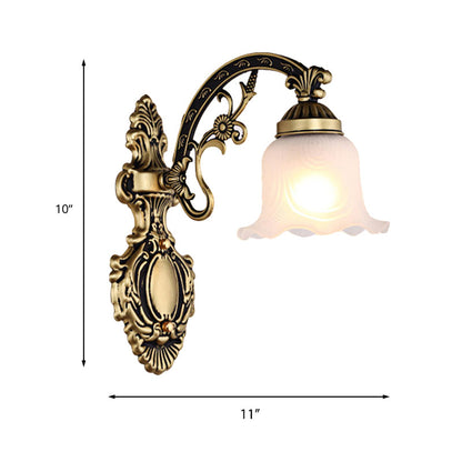 Vivolux | Messing/Goud Golvende Wandlamp Retro Witte Glazen Kap 1/2-Licht Woonkamer Wandlamp