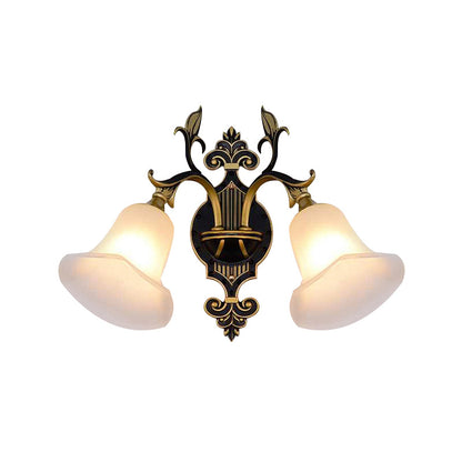 Vivolux | Frosted Glass Gouden Wandlamp Bloem 1/2-Licht Moderne Wandbevestigingsarmatuur met Gebogen Arm voor Hal
