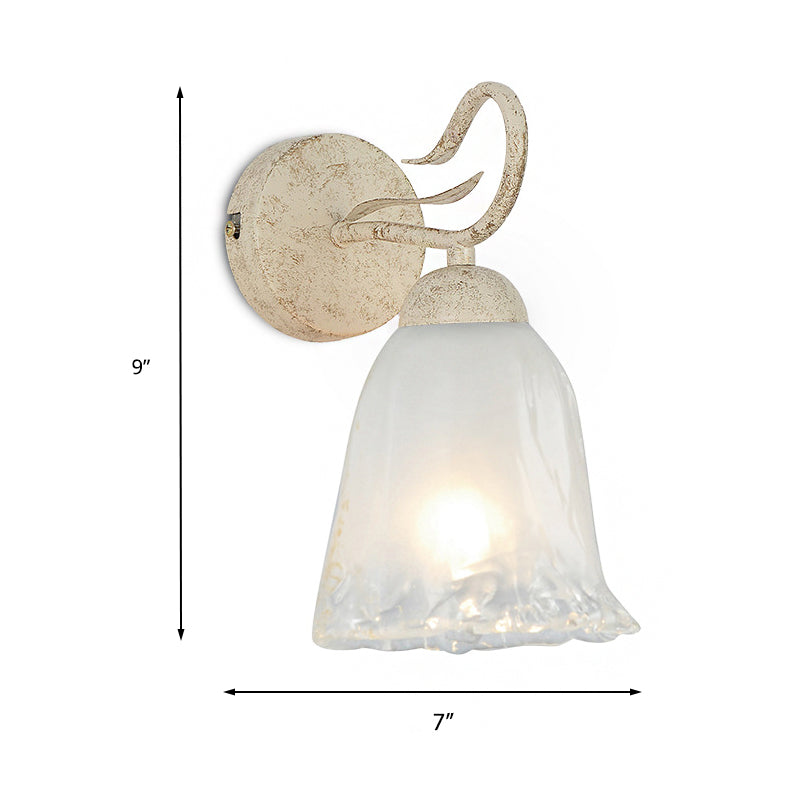 Vivolux | Frosted Glass Witte Wandlamp Bloemige Enkele Lamp Vintage Wandverlichting met Ronde Achterplaat