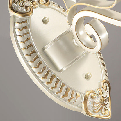 Vivolux | 1/2-Birne Frosted Glas Wandlampe Weiße Blumen Schirm Wohnzimmer Wandleuchte mit Kristallakzent