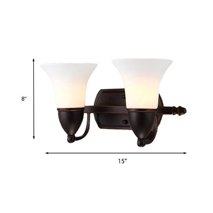 Vivolux | Rood Bruin Bel Wandlamp Verlichting Traditioneel Metaal 1/2-Licht Woonkamer Wandlamp met Frosted Glazen Kap