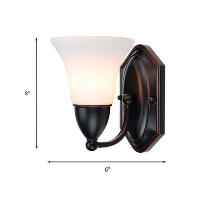 Vivolux | Rood Bruin Bel Wandlamp Verlichting Traditioneel Metaal 1/2-Licht Woonkamer Wandlamp met Frosted Glazen Kap