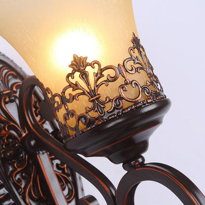 Vivolux | Frosted Glass Rood Bruin Wandlamp Bel 1/2-Bulb Vintage Wandlamp Fixture met Gegraveerde Achterplaat voor Slaapkamer