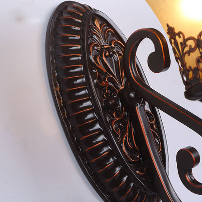 Vivolux | Frosted Glass Rood Bruin Wandlamp Bel 1/2-Bulb Vintage Wandlamp Fixture met Gegraveerde Achterplaat voor Slaapkamer