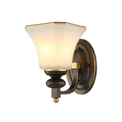 Vivolux | Retro Glocken Wandlampe 1 Licht Frosted Glass Wand Sconce Licht mit Metall gebogenem Arm in Schwarz für Veranda