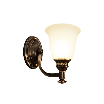 Vivolux | Retro Flared Wandleuchte 1/2-Licht Weißes Glas Wandmontierte Lampe mit Metall-Gebogenem Arm in Schwarz-Gold