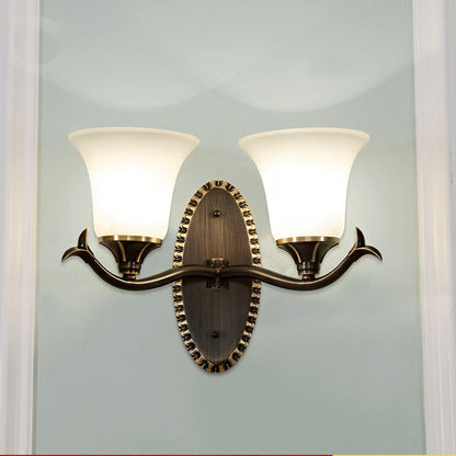 Vivolux | Bell Wohnzimmer Wandlampe Wandleuchte Vintage Stil Metall 1/2 Lichter Schwarze Wandlampe mit weißem Glasschirm