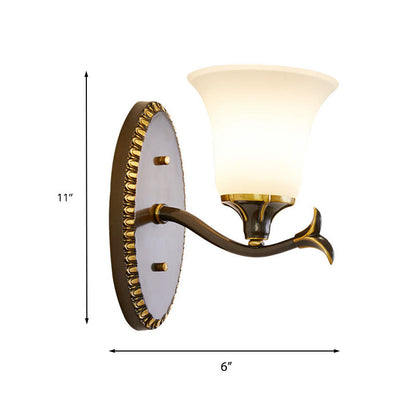 Vivolux | Bell Wohnzimmer Wandlampe Wandleuchte Vintage Stil Metall 1/2 Lichter Schwarze Wandlampe mit weißem Glasschirm