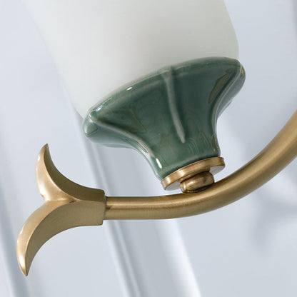 Vivolux | Frosted Glass Messing Wandlamp Bell 1/2-Licht Vintage Wandmontage Lichtarmatuur met Elliptische Achterplaat voor Entrée