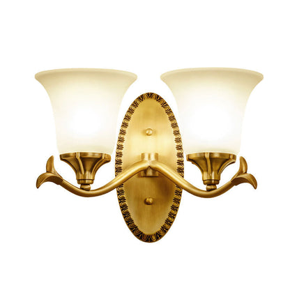 Vivolux | Frosted Glass Messing Wandlamp Bell 1/2-Bol Vintage Wandverlichting met Elliptische Achterplaat voor Studie