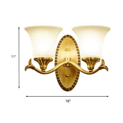 Vivolux | Frosted Glass Messing Wandlamp Bell 1/2-Bol Vintage Wandverlichting met Elliptische Achterplaat voor Studie