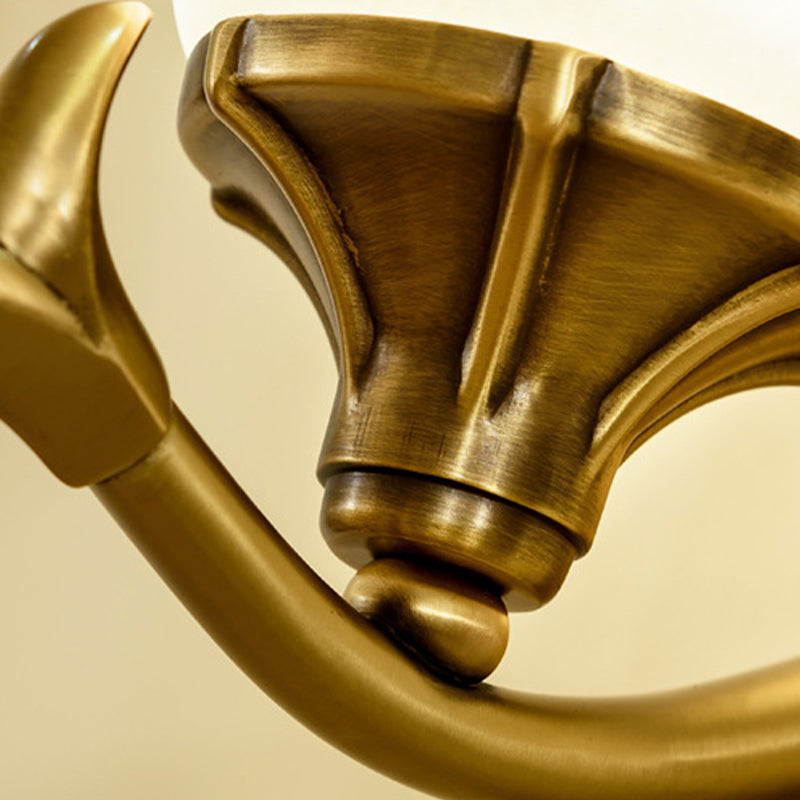 Vivolux | Frosted Glass Messing Wandlamp Bell 1/2-Bol Vintage Wandverlichting met Elliptische Achterplaat voor Studie