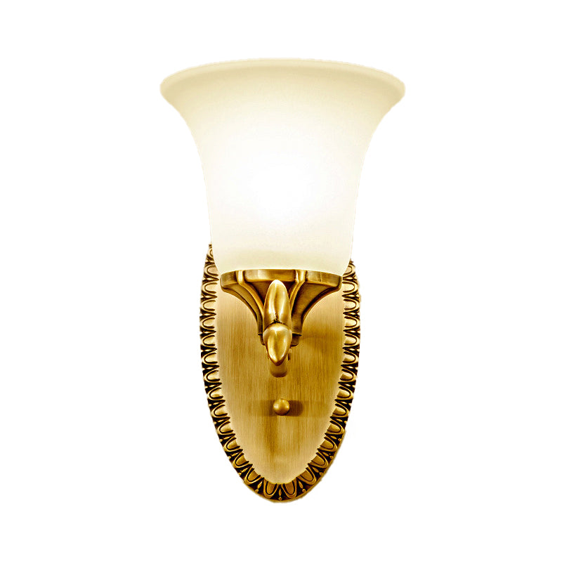 Vivolux | Frosted Glass Messing Wandlamp Bell 1/2-Bol Vintage Wandverlichting met Elliptische Achterplaat voor Studie