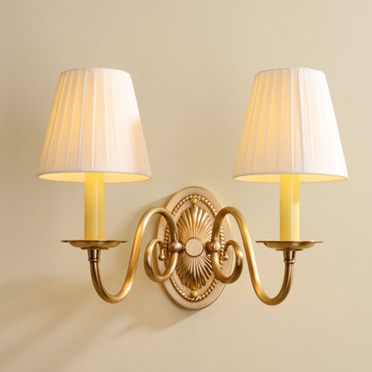 Vivolux | Minimalisme Kaarsenhouder Wandmontage Licht Metaal Wandverlichting met Emmer Stoffen Lampenkap in Messing