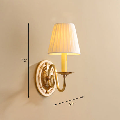 Vivolux | Minimalisme Kaarsenhouder Wandmontage Licht Metaal Wandverlichting met Emmer Stoffen Lampenkap in Messing