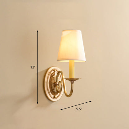 Vivolux | Minimalisme Kaarsenhouder Wandmontage Licht Metaal Wandverlichting met Emmer Stoffen Lampenkap in Messing