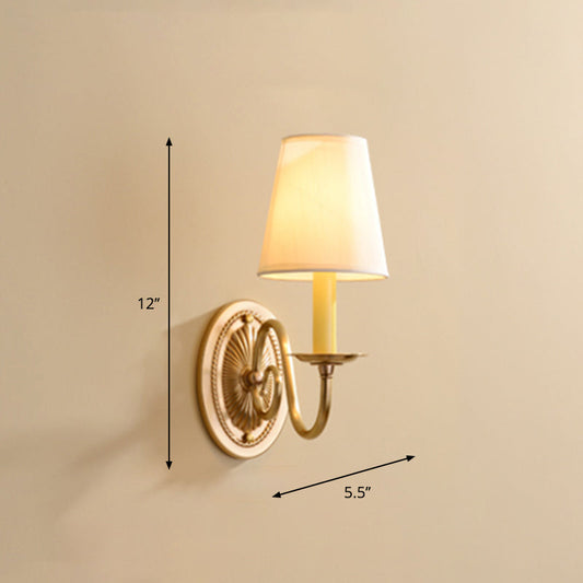 Vivolux | Minimalisme Kaarsenhouder Wandmontage Licht Metaal Wandverlichting met Emmer Stoffen Lampenkap in Messing