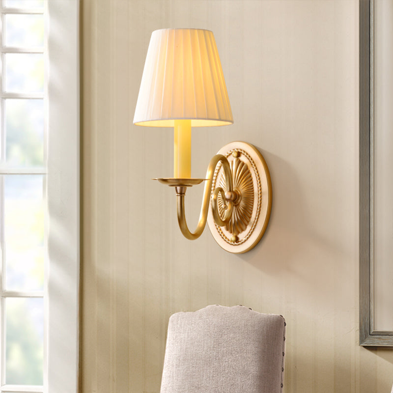 Vivolux | Minimalisme Kaarsenhouder Wandmontage Licht Metaal Wandverlichting met Emmer Stoffen Lampenkap in Messing