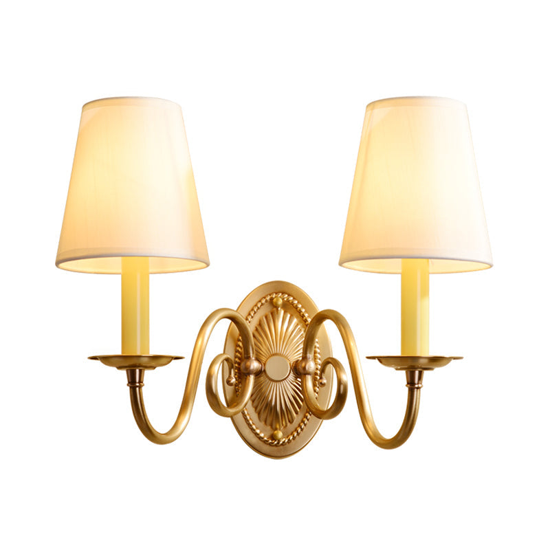 Vivolux | Minimalisme Kaarsenhouder Wandmontage Licht Metaal Wandverlichting met Emmer Stoffen Lampenkap in Messing