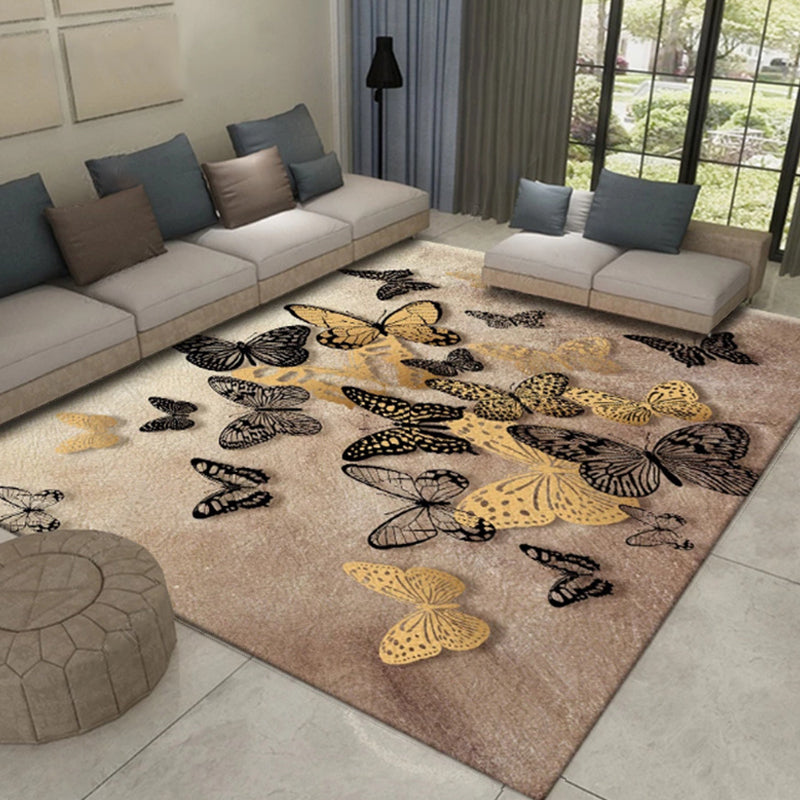 Vivolux | Western Plant Print Teppich Mehrfarben Polyester Teppich Haustierfreundlich Fleckenresistent Innen Teppich für Salon