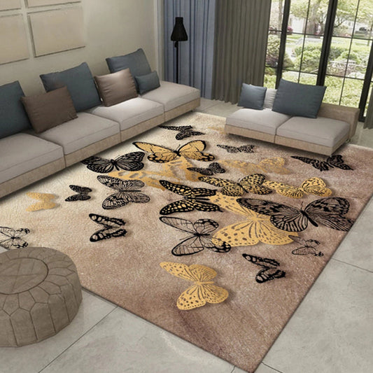 Vivolux | Western Plant Print Teppich Mehrfarben Polyester Teppich Haustierfreundlich Fleckenresistent Innen Teppich für Salon
