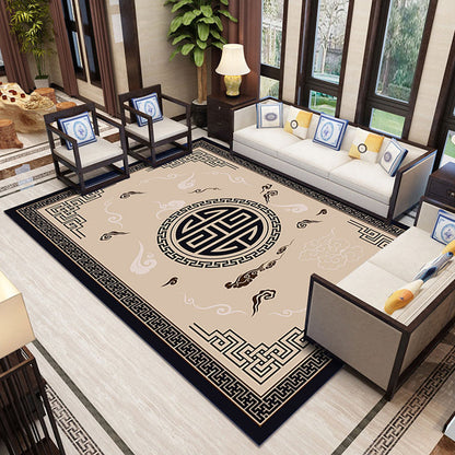 Vivolux | Klassischer Zen Druck Teppich Mehrfarbiger Chinesischer Teppich Polypropylen Anti-Rutsch Rückseite Haustierfreundlich Fleckenresistenter Teppich für Zuhause