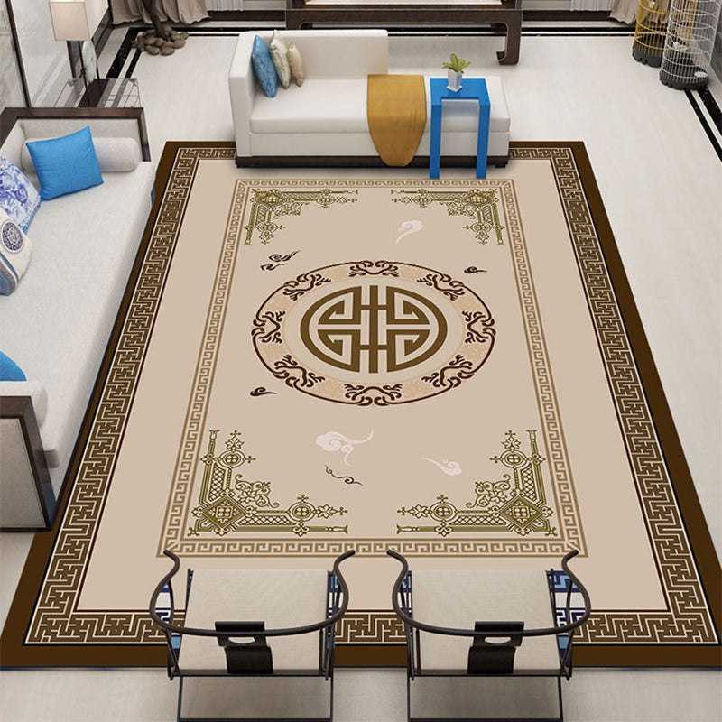 Vivolux | Klassischer Zen Druck Teppich Mehrfarbiger Chinesischer Teppich Polypropylen Anti-Rutsch Rückseite Haustierfreundlich Fleckenresistenter Teppich für Zuhause