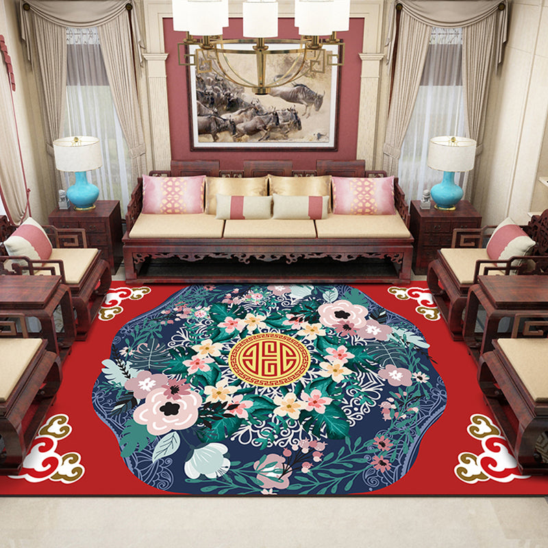 Vivolux | Klassischer Zen Druck Teppich Mehrfarbiger Chinesischer Teppich Polypropylen Anti-Rutsch Rückseite Haustierfreundlich Fleckenresistenter Teppich für Zuhause