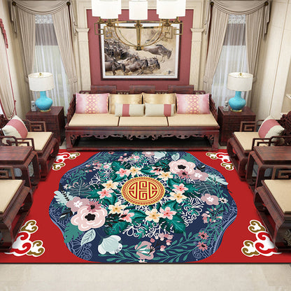 Vivolux | Klassischer Zen Druck Teppich Mehrfarbiger Chinesischer Teppich Polypropylen Anti-Rutsch Rückseite Haustierfreundlich Fleckenresistenter Teppich für Zuhause