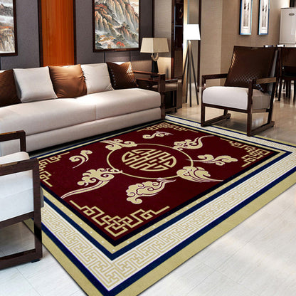 Vivolux | Klassischer Zen Druck Teppich Mehrfarbiger Chinesischer Teppich Polypropylen Anti-Rutsch Rückseite Haustierfreundlich Fleckenresistenter Teppich für Zuhause