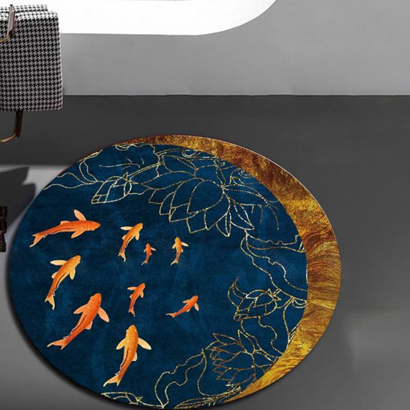 Vivolux | Chinesische Landschaft Druck Teppich Mehrfarbig Polypropylen Teppich Anti-Rutsch Rücken Fleckenbeständig Haustierfreundlicher Teppich für Wohnzimmer