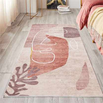 Vivolux | Nordic slaapkamer tapijt meerkleurig botanic kleurblok druk tapijt polyester wasbaar antislip huisdier-vriendelijk tapijt