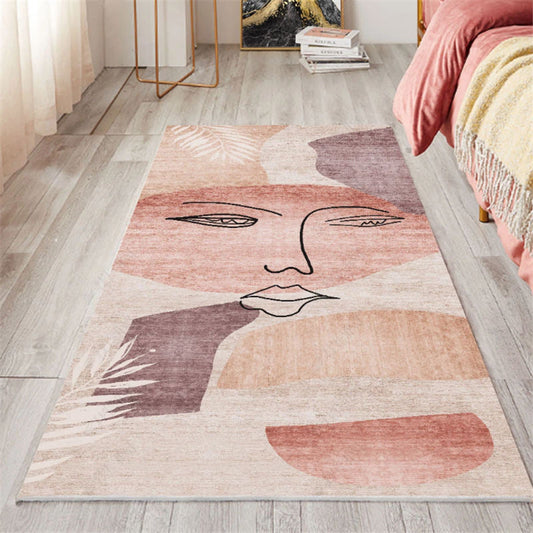 Vivolux | Nordic slaapkamer tapijt meerkleurig botanic kleurblok druk tapijt polyester wasbaar antislip huisdier-vriendelijk tapijt