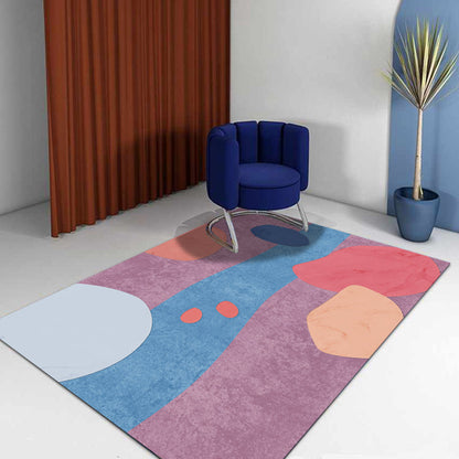 Vivolux | Multicolor Abstract Art Gedruckter Teppich Polypropylen Minimalistischer Teppich Maschinenwaschbar Antirutsch-Rücken Fleckenresistenter Teppich für großes Zimmer